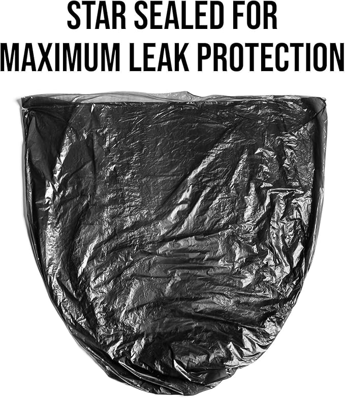Aluf Plastics T-Tough Roll Pack Low Density Repro Blend Star Seal Coreless Rolls Bag, 56 Gallon Capacity, 47" Length x 43" Width, XXH Strength, Black (Pack of 100)