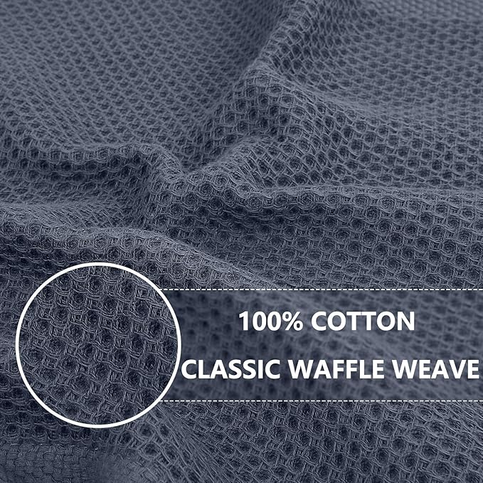 Homaxy 100% Cotton Waffle Weave Kitchen Dish Cloths, 7-Pack, Dark Grey | 12 x 12 Inches, Ultra Soft Absorbent Dish Towels, Quick Drying Dish Rags with Hanging Loop