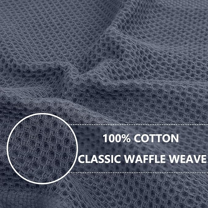 Homaxy 100% Cotton Oversized Waffle Weave Kitchen Towels, 7-Pack, Dark Grey | 20 x 28 Inches, Ultra Soft Absorbent Dish Towels, Quick Drying Large Cleaning Towels