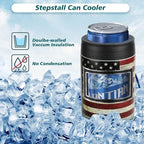 Stepstall 14 oz. Beer Bottle and Can Cooler with Beer Opener,3 in 1 Slim Can Beer Bottle Insulators Holder, Stainless Steel Double Walled Insulated Can Cooler for Beer,Soda, Flag