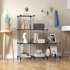 Wolizom Wire Cube Storage, Metal Grids Shelves Bookshelf, Stackable Modular Shelving Organizer, DIY Closet Bookcase Bookshelf, Grid Storage Shelf for Bedroom, Living Room, Office (Black, 6 Cube)