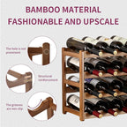 Wine Rack Storage,Bamboo Wine Racks Cabinet Shelf,4-Tier 16 Bottles Freestanding Wine Bottle Holder for Basement,Kitchen,Countertop