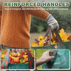 Hugeleaf Reusable Leaf Bags 42 Gallon with Reinforced Handles, 3 Pack Collapsible Lawn Bags with Plastic Hoops, Stand Up Yard Waste Bin for Leaves, Lawn Debris Collection