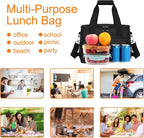 Lunch Bags for Women/Men, Insulated Lunch Bag for Work Office Picnic - Large Lunch Cooler Bag Leakproof Lunch Box with Adjustable Shoulder Strap for Adults - Black(15L)