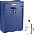 AdirOffice Mailboxes for Outside Wall Mount Large with Key Lock, Metal Locking Mailbox with Post Outdoor, Residential Mail Box Lock and Key, Cash Drop Box for Money, Parcel, Envelopes & Cards Blue