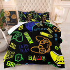 Game Console Comforter Set Twin Size for Boys Girls Kids 3D Gaming Lightweight Microfiber Quilts Gamer Video Bedding Sets Game Room Decor (Color 3,Twin)