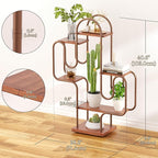 Allinside Cactus Corner Bookshelf, 6 Tiers Multipurpose Plant Stand, Heavy-Duty Metal Corner Shelf, Creative Tall Display Rack, Rustic Bookcase for Living Room, Bedroom, Home Office and Balcony