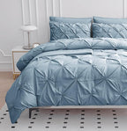 Lane Linen Twin XL Comforter Set, 5 Piece Twin XL Bedding, Pintuck Twin XL Bed in a Bag, Twin XL Bedding Comforter Sets, Twin XL Bed Comforter Set with Sheets, Pillowcase & Sham, Bed Set - French Blue