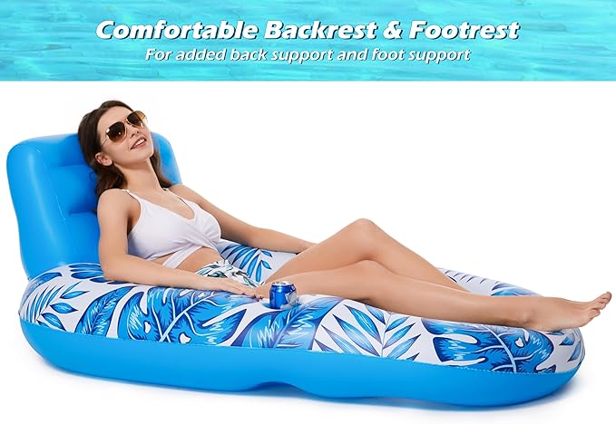 Jasonwell Inflatable Pool Float Adult - Pool Floaties Lounger Floats Raft Floating Chair Water Floaties for Swimming Pool Lake Lounge Float with Cup Holders Beach Pool Party Toys for Adults