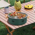 Portable Charcoal Barbecue Grill, 1pc Mini BBQ Grill Multifunctional Charcoal Grill Round Tabletop Charcoal Grill for Outdoor Cooking Home Party Picnic Camping (Green)