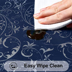 Smiry Rectangle Waterproof Heavy Duty Vinyl Tablecloths, 60 x 102 Inch | Wipeable Washable Floral Embossed Table Cover for Kitchen and Dining Room, Indoor & Outdoor Use, Dark Blue