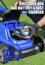 WILD BADGER POWER Lawn Mower 40V Brushless 18" Cordless, 5 Cutting Height Adjustments Electric Lawn Mower, Quickly Folding Within 5’s, 4.0AH Battery and Super Charger Included.