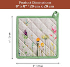 Maison d' Hermine Pot Holders 100% Cotton Potholders (8" x 8", Pack of 1) | Heat Resistant Hot Pads with Loop BBQ Cooking Baking Farmhouse Kitchen Handling Hot Pans Spring Summer - Botanical Fresh