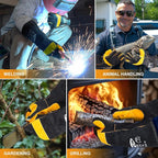 TOPDC Welding Gloves 16 Inches 932℉ Fire/Heat Resistant Leather Welding Gloves For Mig, Tig, Stick, Forge, BBQ, Grill, Fireplace, Wood Stove, Furnace, Oven, Animal Handling for Safe, Loving Pet Care