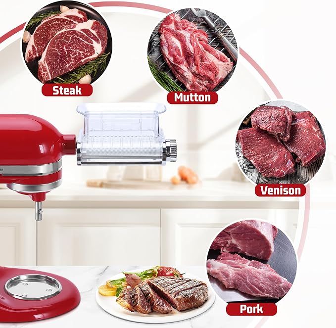 Meat Tenderizer Attachment for Kitchenaid Stand Mixers, 3 Adjustable Thickness, Meat Tenderizer Machine with Transparent Cover, Meat Cuber Accessories for Kitchen aid, Dishwasher Safe