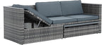 Modular Rattan Outdoor Sectional Furniture, Wicker Conversation Patio Sets with Plywood Coffee Table and Lounger Sofa for Backyard, Dc-Dark Gray