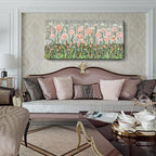 amatop Large Floral Wall Art Modern Abstract Flower Field Canvas Picture Botanical Artwork Rustic Wall Decor for Living Room Bedroom Pink Green Blooming Wildflower Forest Nature Art Print 48x24in