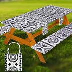 Fitted Picnic Table Cover with Bench Covers Vinyl Waterproof Elastic Edges Fitted Rectangle Tables Patio Tablecloth Camping Gear and Essentials Rv Accessories Road Trip Supplies Car Travel Must Haves