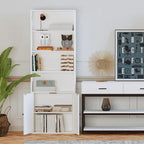 IRONCK Industrial Bookshelves and Bookcases with Doors Floor Standing 6 Shelf Display Storage Shelves 70 in Tall Bookcase for Home Office, Living Room