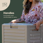 IRIS USA 35 Gallon Outdoor Deck Box, Lockable, Weather-Resistant, Beige | UV-Protected, Waterproof Resin, Patio Storage for Cushions, Garden Tools & Packages