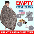 Lukeight Stuffed Animal Storage Bean Bag Chair Cover for Kids, Zipper Beanbag Chair Cover for Organizing Toddler & Kids' Rooms Plush Toys (Leopard Velvet, X-Large)