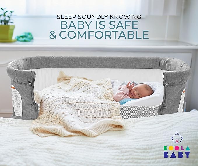 3 in 1 Baby Bassinet, Bedside Sleeper, & Playpen, Easy Folding Portable Crib (Grey)- KoolaBaby (Bassinet)