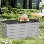 75 Gallon Outdoor Deck Box - Durable Resin Storage with Lockable Lid, for Patio Furniture Cushions, Pillows (Grey)