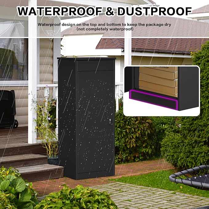 Package Delivery Boxes for Outside,Enlarged Porch Box for Packages with Coded Lock,Large Space,Waterproof,Cold-Rolled Steel Package Lock Box (19.7”x16.1”x60”)