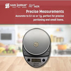 "Escali Primo Digital Kitchen Scale –SCDG11M Digital Food Scale Grams and Ounces for Cooking, Baking, Restaurants, Compact Design, Battery Operated, Removable Platform, 11lb/5kg, Metallic Gray"