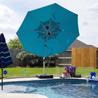 PURPLE LEAF 11 Feet Patio Umbrella Outdoor Round Umbrella Large Cantilever Umbrella Windproof Offset Heavy Duty Sun for Garden Deck Pool Patio, Turquoise Blue