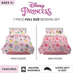 Disney Princess Kids Bedding Super Soft Comforter and Sheet Set with Sham, 7 Piece Full Size, "Official" Disney Product By Franco (PRINTS MAY VARY)