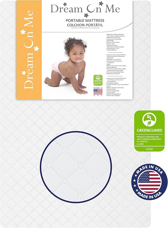 Aden 4-in-1 Convertible Mini Crib in Cherry, Greenguard Gold Certified & Sunset 3” Extra Firm Fiber Crib Mattress, Greenguard Gold Certified