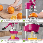 Zulay Kitchen Cast Iron Juicer - Heavy Duty Manual Juicer with Detachable Strainers for Easy Cleaning, Orange Juice Press for Citrus Fruits, Perfect for Bartenders, Juice Lovers & Health Enthusiasts