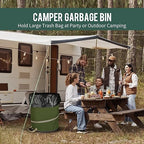 Rachmi 47 Gallon Collapsible Trash Can 2-Pack with Hard Bottom | Extra Large Reusable Yard Leaf Waste Bag Outdoor Pop Up Recycle Bin for Camping, Green