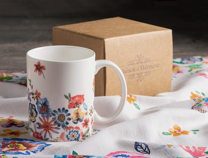 Maison d' Hermine Coffee Mug with Handles Tea Cups (12 Ounce, Pack of 1)