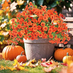 ‌20 Bundles Artificial Flowers for Outdoors‌ with 6 Faux Butterflies, UV Resistant ‌Fake Flowers‌ with Eucalyptus Leaves, ‌Artificial Plants Outdoor‌ for Patio Garden Porch Home Decor (Orange)