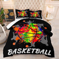 NINENINE Black Basketball Comforter Set for Boys Kids Teens Twin Size Sports Bedding Watercolor Tie-dye Comforter Color Graffiti Hip Hop Style Bed Set with 1 Comforter 1 Pillowcase