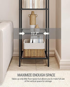 Bookcase Bookshelf, Tempered Glass Arched Bookshelf for More Storage, Slim Shelving Unit for Bedroom, Bathroom, Home Office, Steel Frame, 4 Tier Black BC20499B