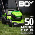 Greenworks 80V 21" Cordless Battery Push Lawn Mower,16" Cordless Battery String Trimmer Combo Kit w/(1) 4Ah Battery & (1) 4A Rapid Charger