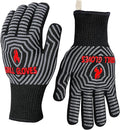 QUWIN BBQ Gloves, 1472°F Heat Resistant Grilling Gloves Silicone Non-Slip Oven Mitts, Kitchen Gloves for BBQ, Grilling, Cooking, Baking(One Size Fits Most, Black)- 1 Pair