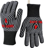 QUWIN BBQ Gloves, 1472°F Heat Resistant Grilling Gloves Silicone Non-Slip Oven Mitts, Kitchen Gloves for BBQ, Grilling, Cooking, Baking(One Size Fits Most, Black)- 1 Pair
