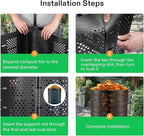 VIVOSUN 300 Gallon Outdoor Compost Bin, Expandable Composter, Easy to Setup & Large Capacity for Backyard, Lawn (Black with Gloves)