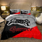 Gaming Comforter for Boys Teen Game Contoller Bedding Set for Kids Down Alternative Comforter for All Season Gamer Home Decor for Comforter Set Queen,1 Comforter 2 Pillowcases
