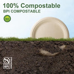 WELLIFE 100% Compostable Paper Plates 9 Inch, 125-Pack Heavy Duty Paper Plates Bulk,Biodegradable Bagasse,Eco-Friendly Disposable Dinner Plate for BBQ,Picnic,Party (BPI Certified,Microwaveable)
