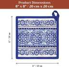 Maison d' Hermine Pot Holders 100% Cotton Potholders (8" x 8", Pack of 1) | Heat Resistant Hot Pads with Loop BBQ Cooking Baking Farmhouse Kitchen Handling Hot Pans Spring Summer - Melodie Bleue