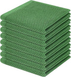 Homaxy 100% Cotton Waffle Weave Kitchen Dish Cloths 8-Pack, Grass Green | 12 x 12 Inches, Ultra Soft Absorbent Dish Towels, Quick Drying Dish Rags with Hanging Loop
