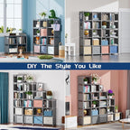 Mavivegue Book Shelf, 20 Cube Storage Organizer, DIY Bookcase, Metal Cube Bookshelf,Tall Book case for Bedroom, Living Room,Office,Closet Storage Organizer, Grey Cubicle Storage Rack