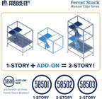 Prevue Pet Products Ferret Stack One Story Ferret Home - Portable Stand, Escape Proof Lock, Includes Hammock & Ramp, Expandable Add-On Cage Stacking System with Wheels - Black