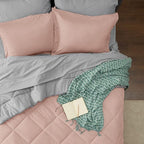 Bedsure Blush Pink King Size Comforter Set - 7 Pieces Reversible King Bed in a Bag King Bed Set with Comforters, Sheets, Pillowcases & Shams, King Bedding Sets