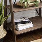 Walker Edison X Back Modern Farmhouse Wood Bookcase Bookshelf Home Office Living Room Storage, 4 Shelves, Brown